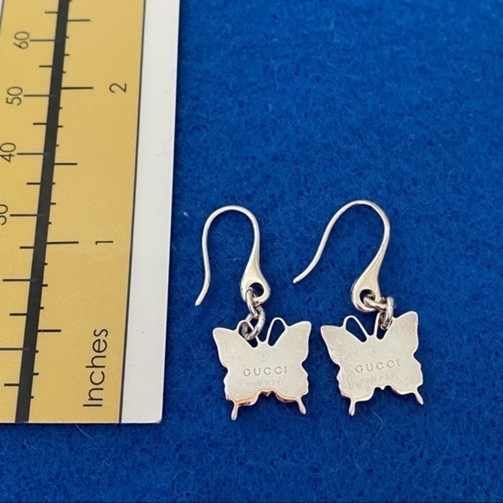 Gucci Luxury Designer Earrings 925 Sterling Silver Butterfly Drop NEW - Picture 8 of 10